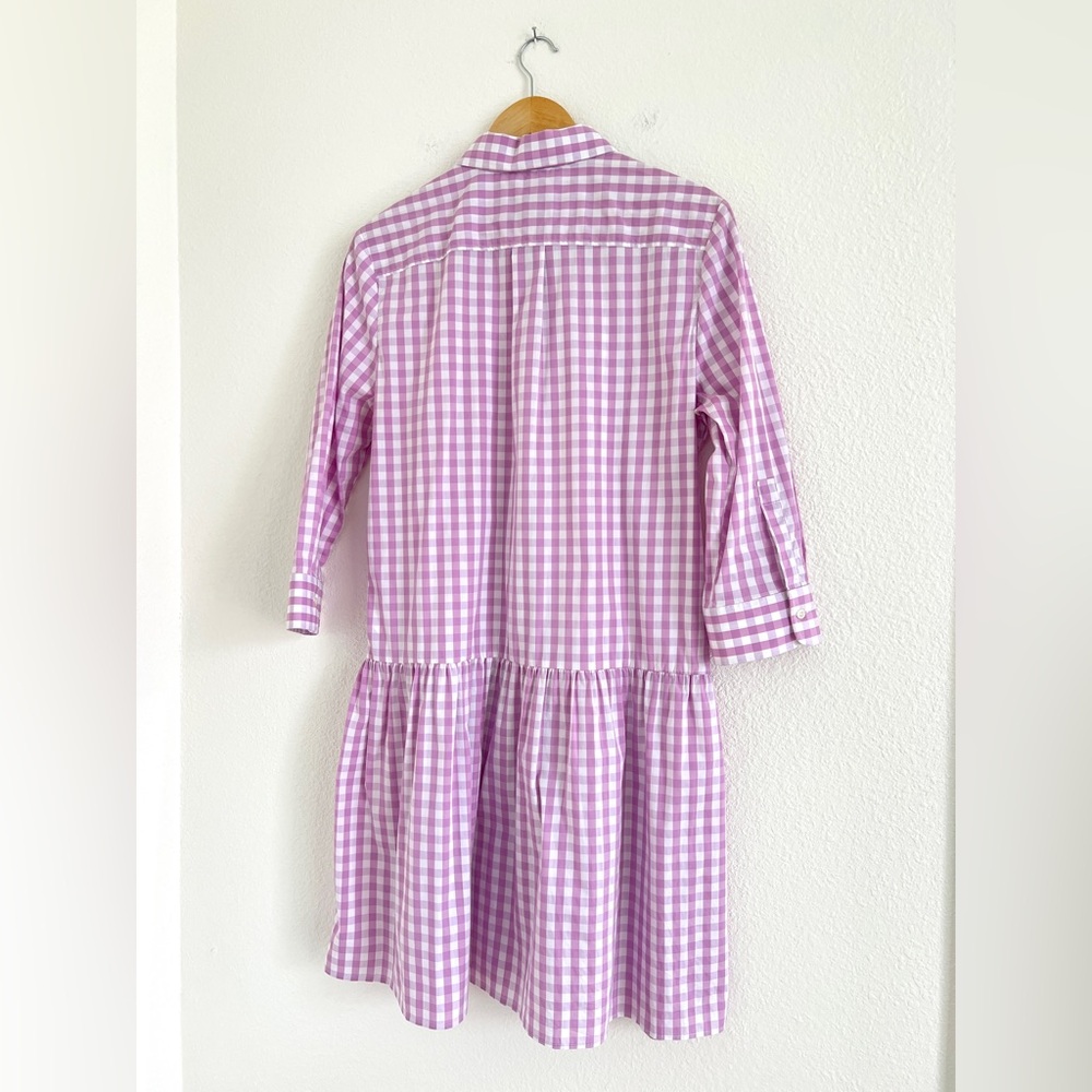 THE SHIRT by ROCHELLE BEHRENS lilac gingham drop waist dress / size L - Picture 5 of 6